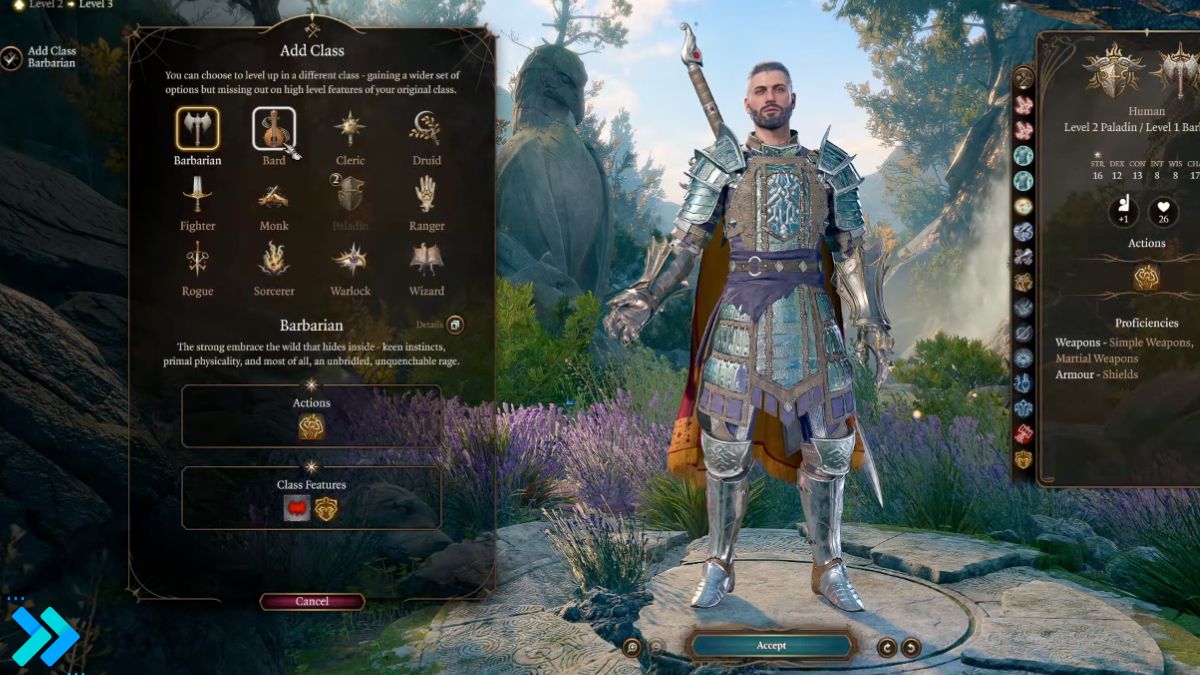 Paladin/Barde de l'école d'épée
